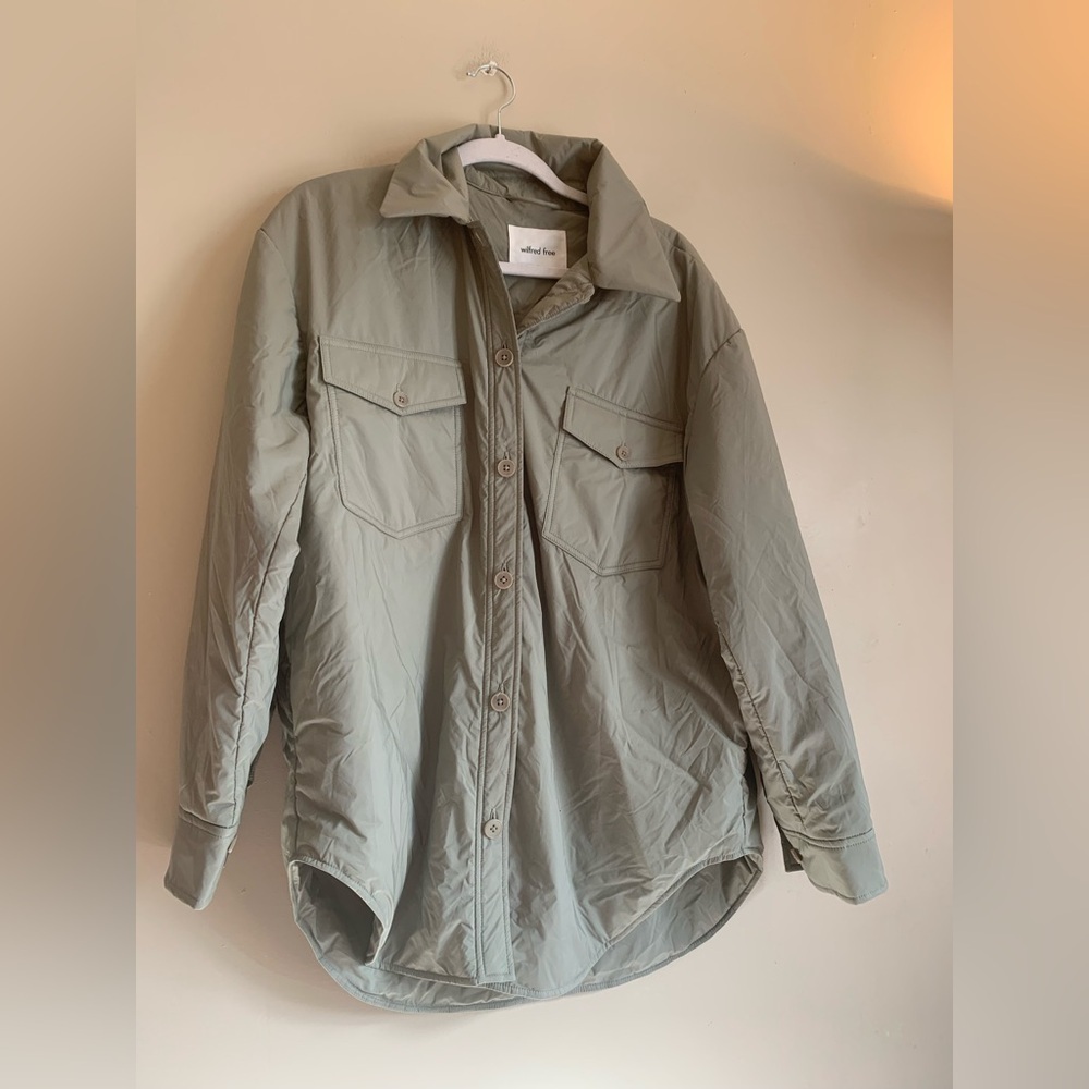 Wilfred Free Sage Utility Jacket Women Size Medium Outerwear Button Down Spring